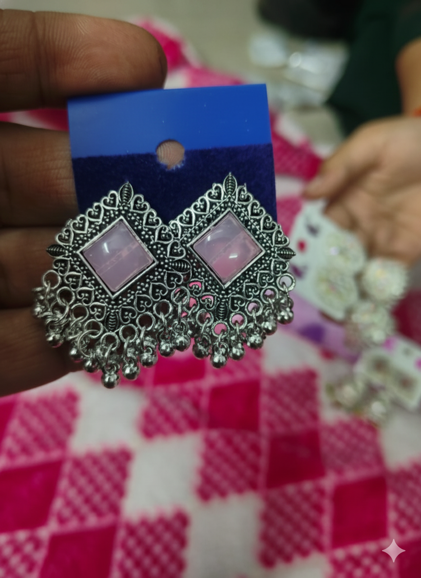 Oxidised silver earrings - Image 3